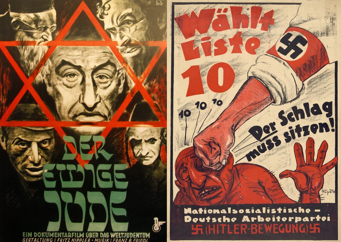 Two pieces of anti-Sematic propaganda created by the Nazis. 