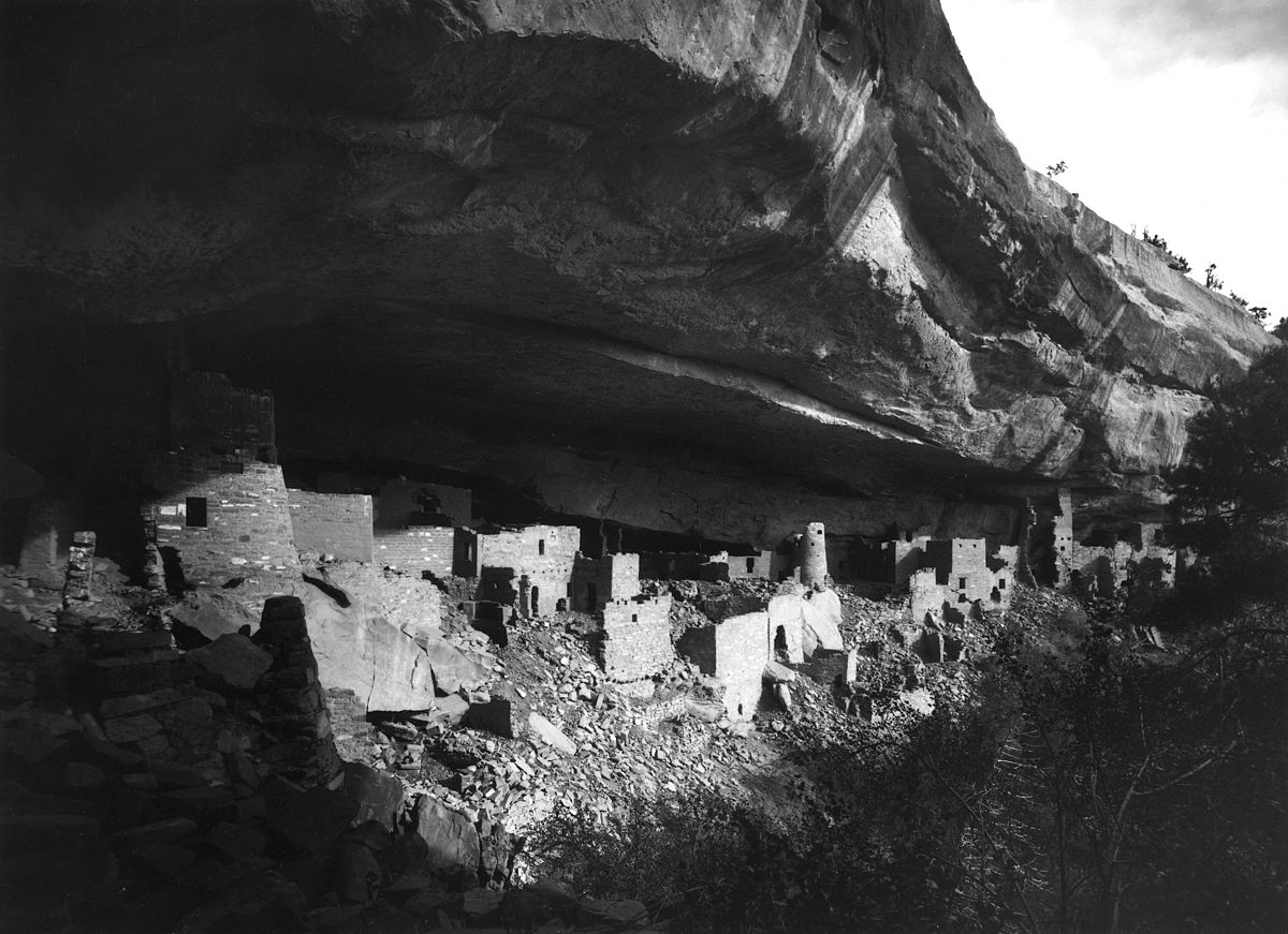 Black and white photo of Cliff Palace Colorado in 1891