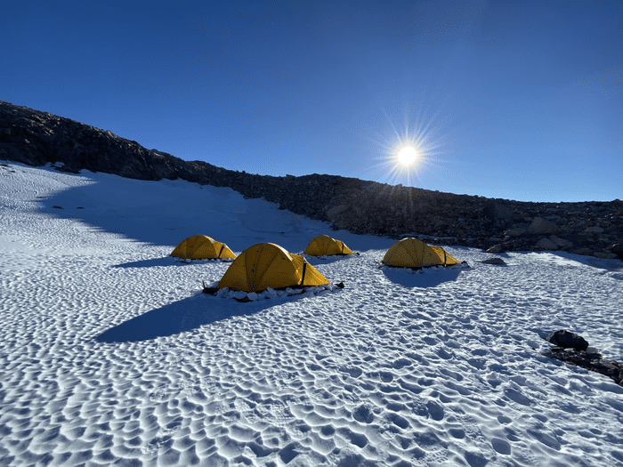 Tents of scientists working in Antarctica