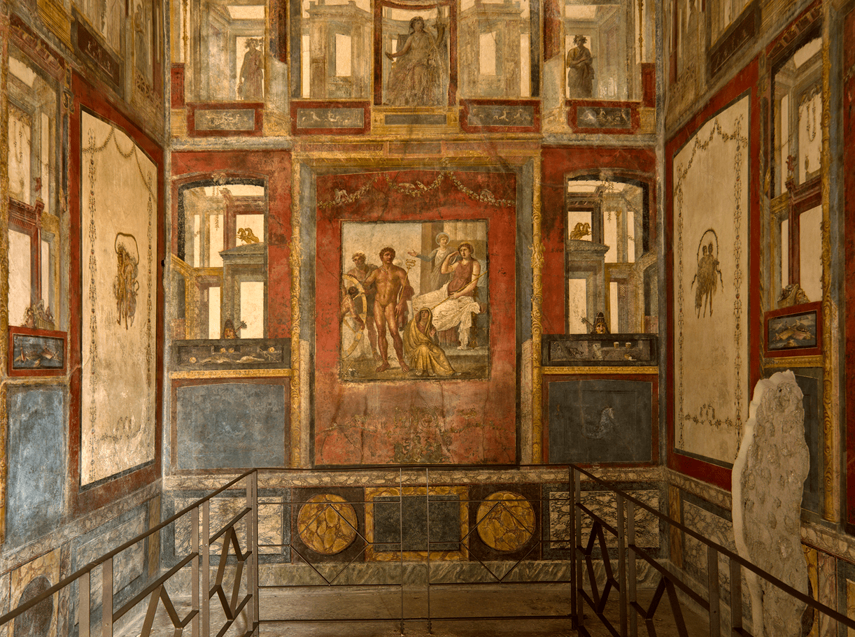 Restored Frescos in a Roman Pompeii villa