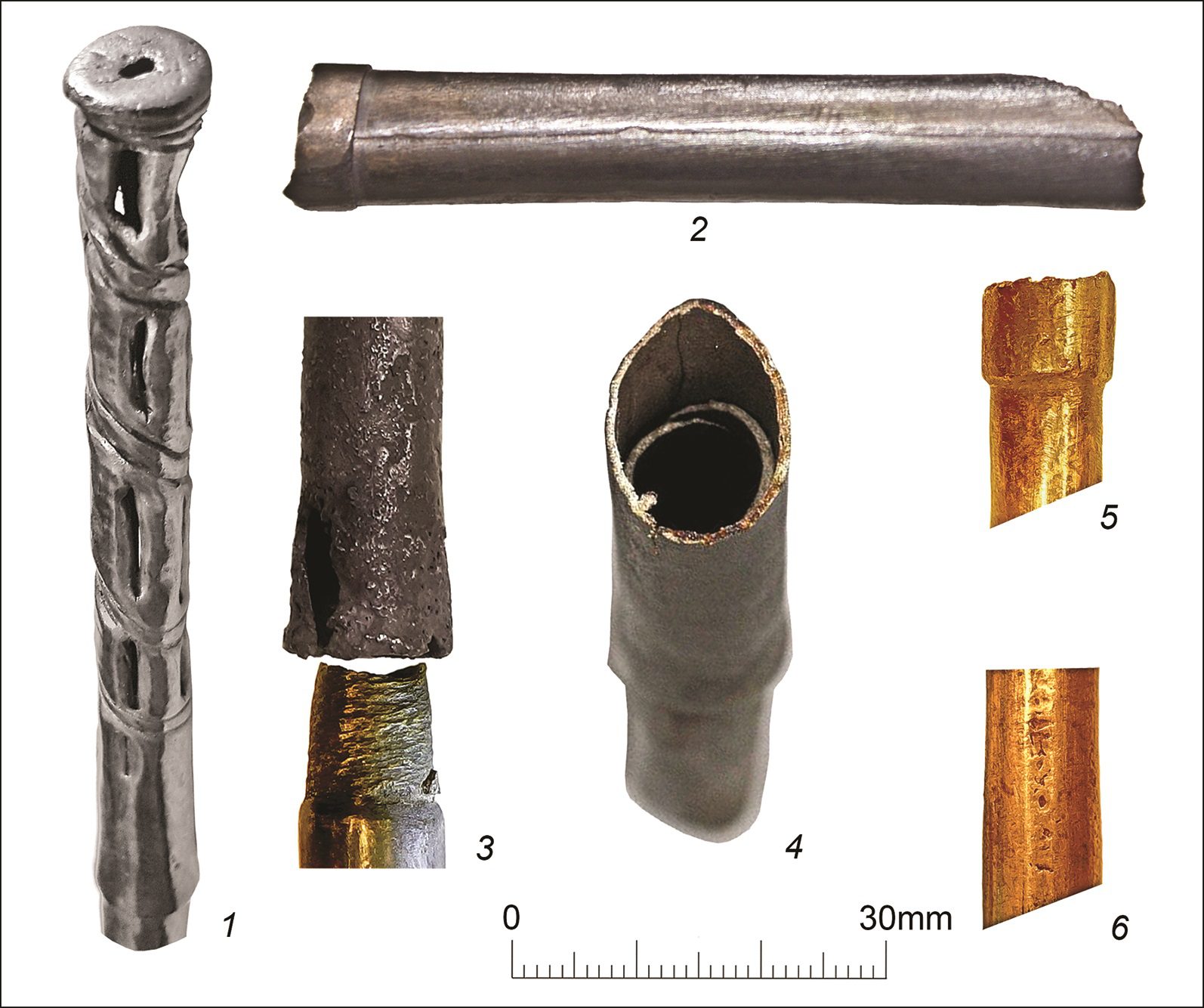 Examples of the silver tips and possible soldering of Sumerian sceptors or the world's oldest drinking straws 