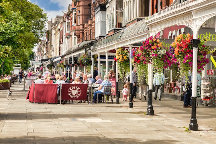 Cafe on pedestrianised uk street