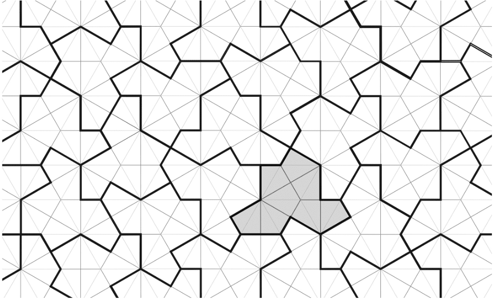 Another view of the hats in tessellation, highlighting its construction from eight smaller kite-shaped polygons.