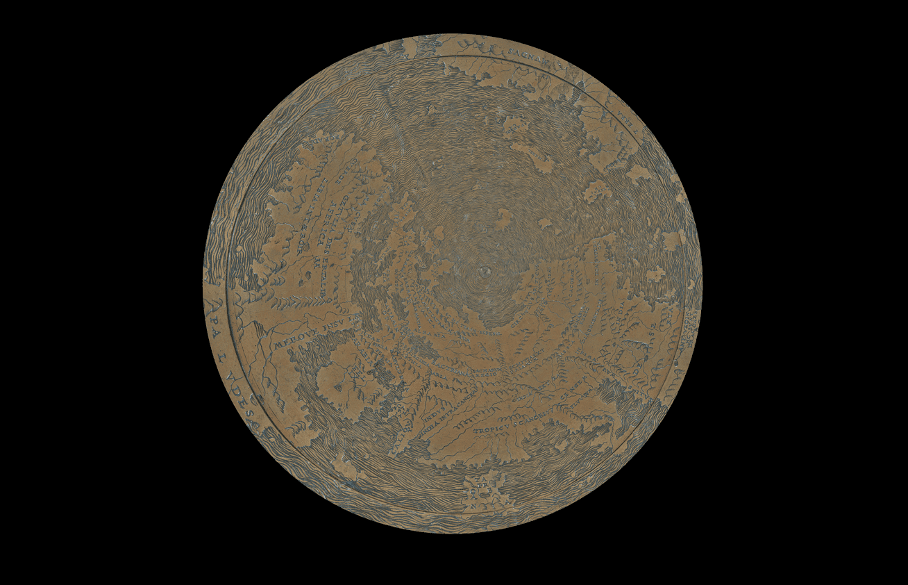 A view of the southern hemisphere on the Hunt–Lenox Globe, made in European around 1510 CE.
