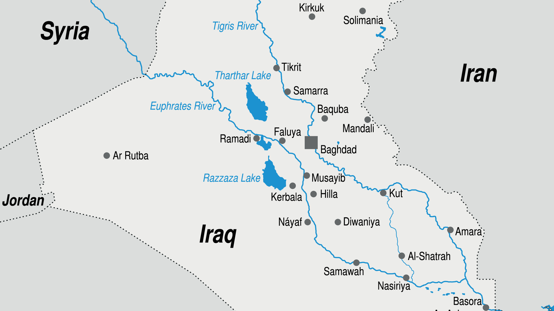 A map of the Tigris-Euphrates River Basin in the Middle East.