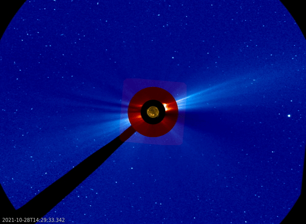 an animated gif showing the plasma being released by the sun