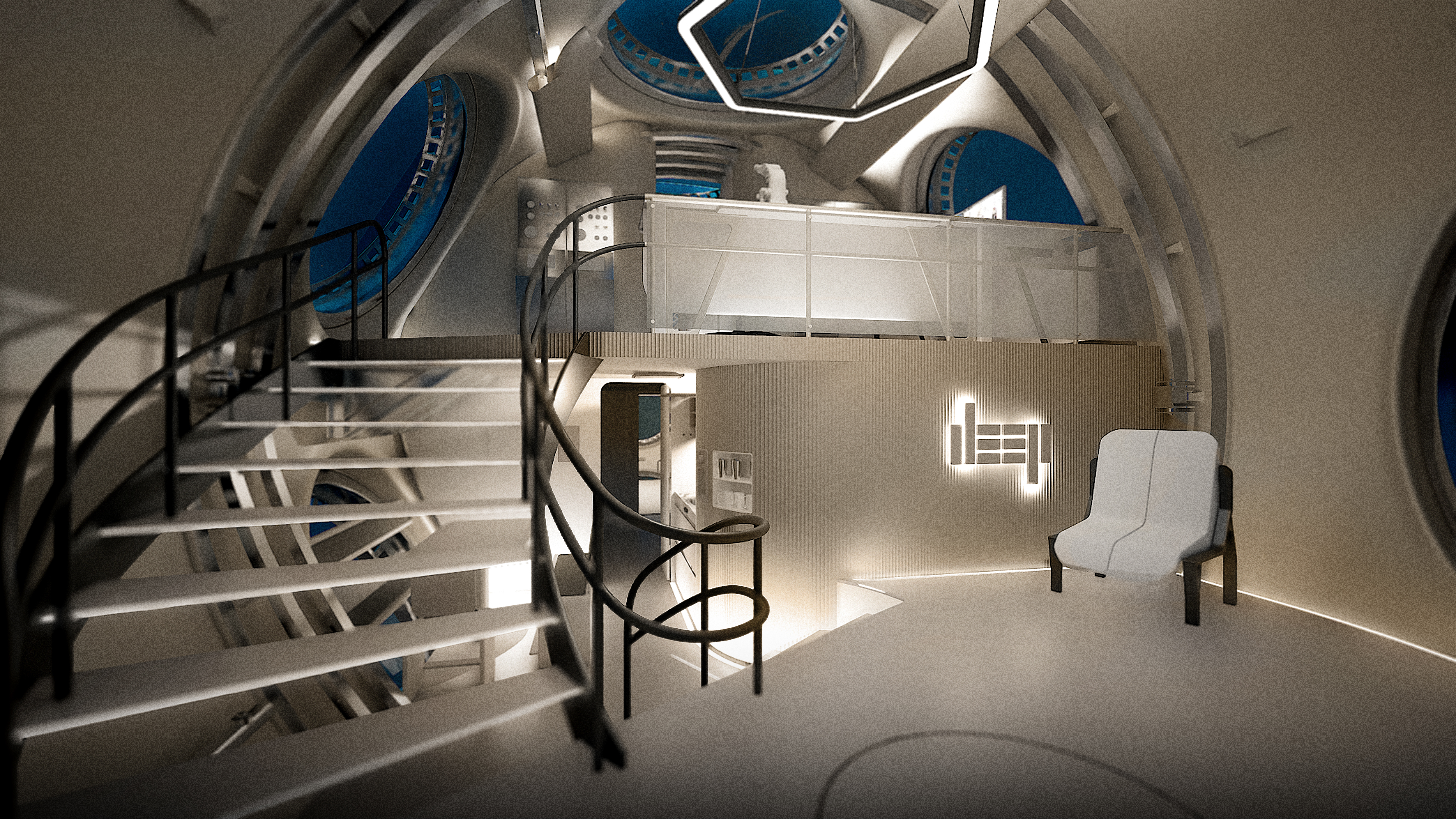 An artist impression of the DEEP Sentinel underwater module interior.