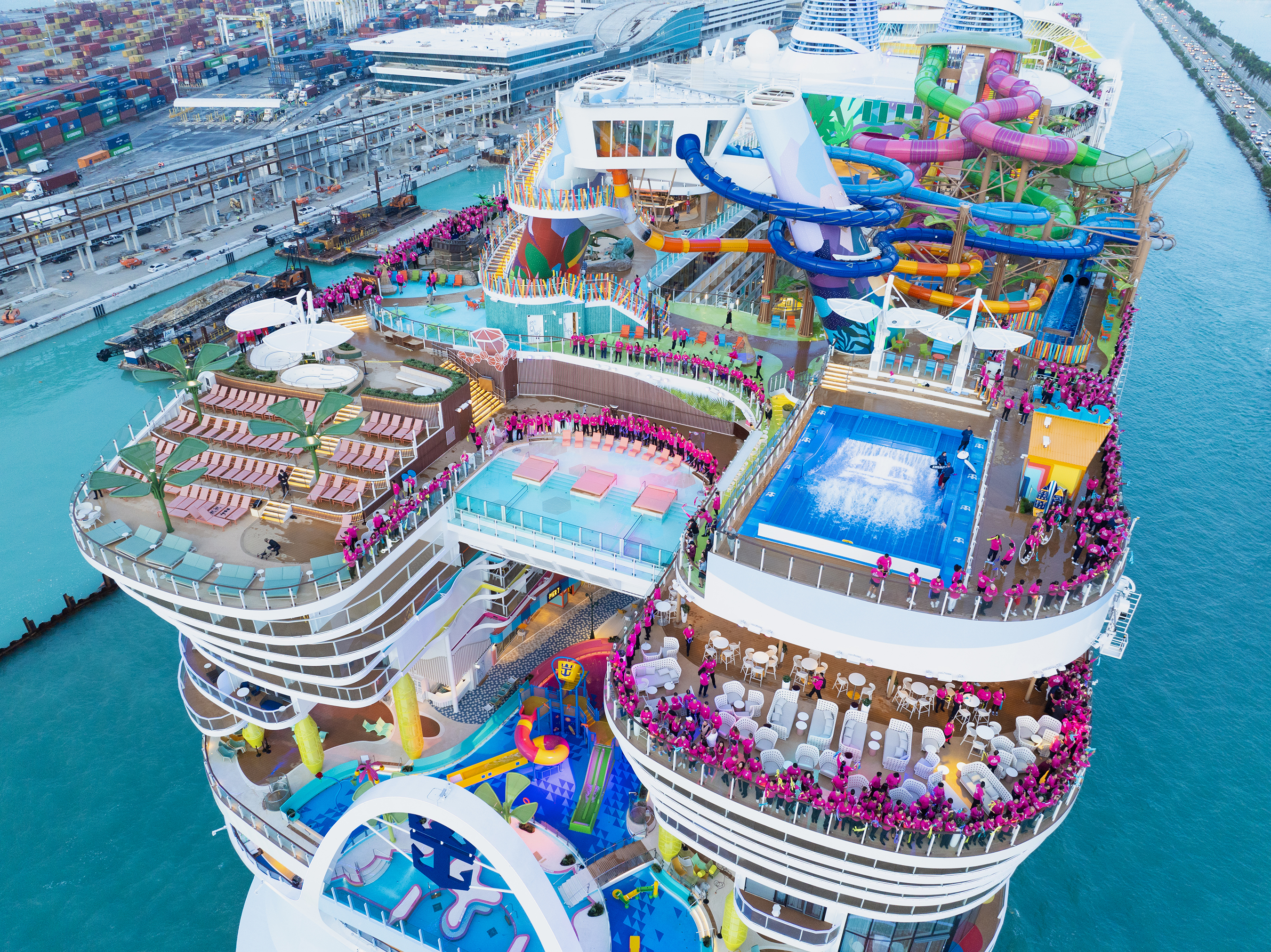 The Icon of the Sea has six record-breaking water slides, plus more than 40 restaurants, bars and entertainment venues.