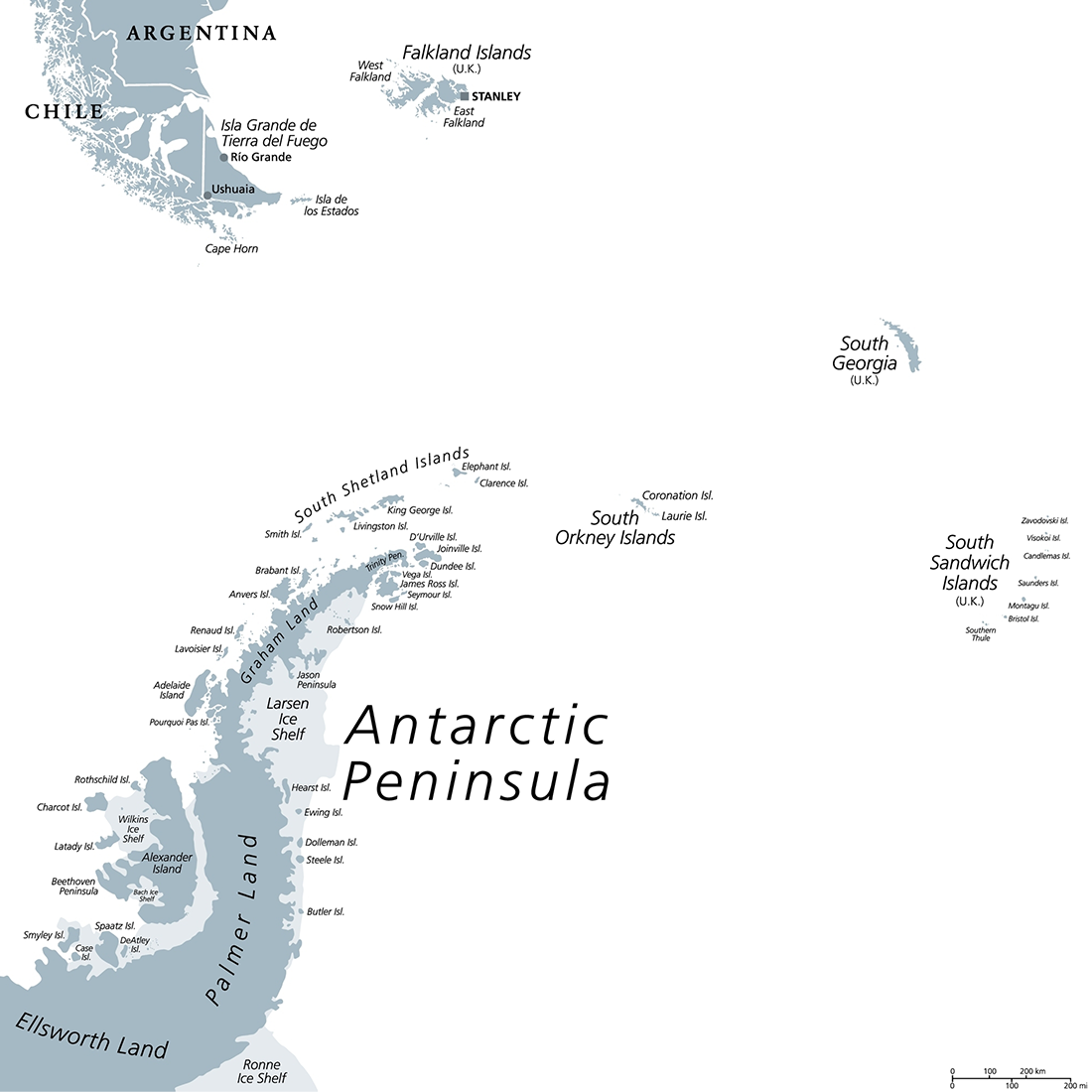 Map of Antarctic Peninsula 