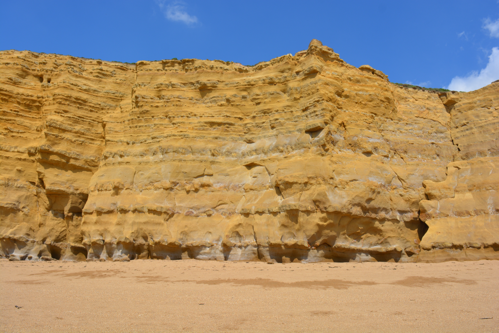 A section of cliff face along the Jurassic Coast showing off its strata