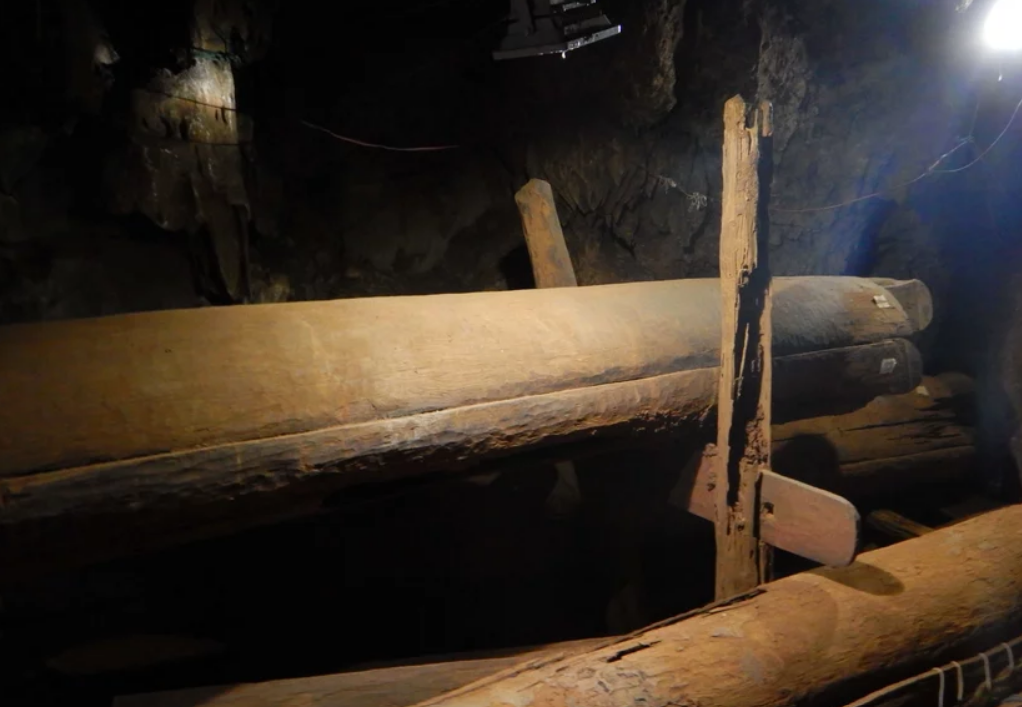 A long log coffin found in a Thailand cave in Mae Hong Son province