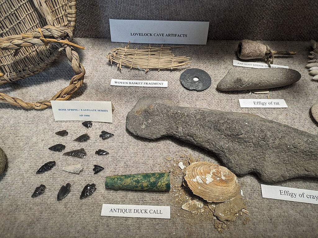 Artifacts from Lovelock Cave, Nevada, United States. On display at Humboldt Museum in Winnemucca, Nevada.