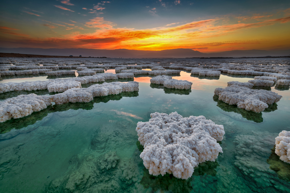 the dead sea at sunset