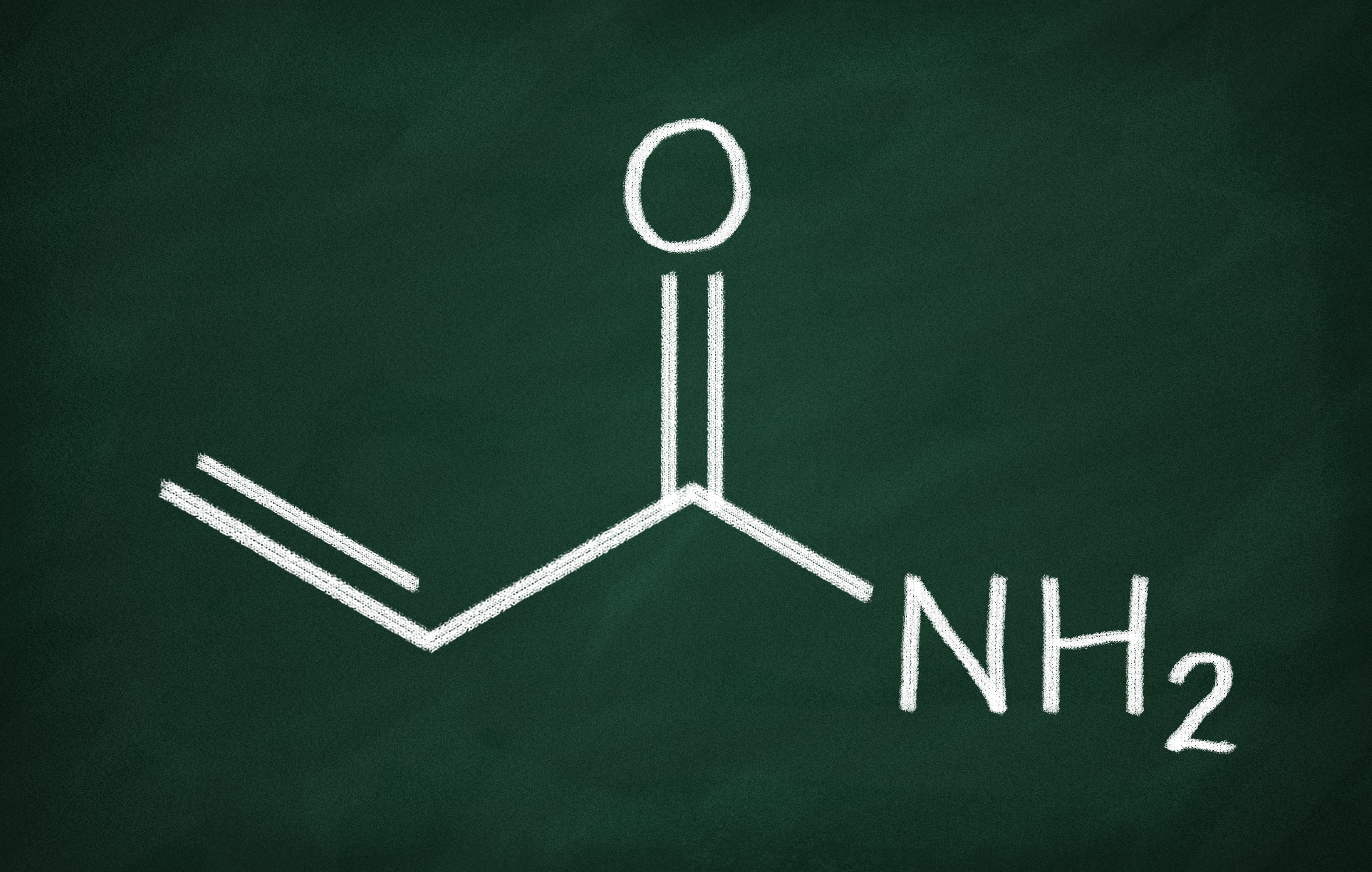 Structural model of Acrylamide on the blackboard.