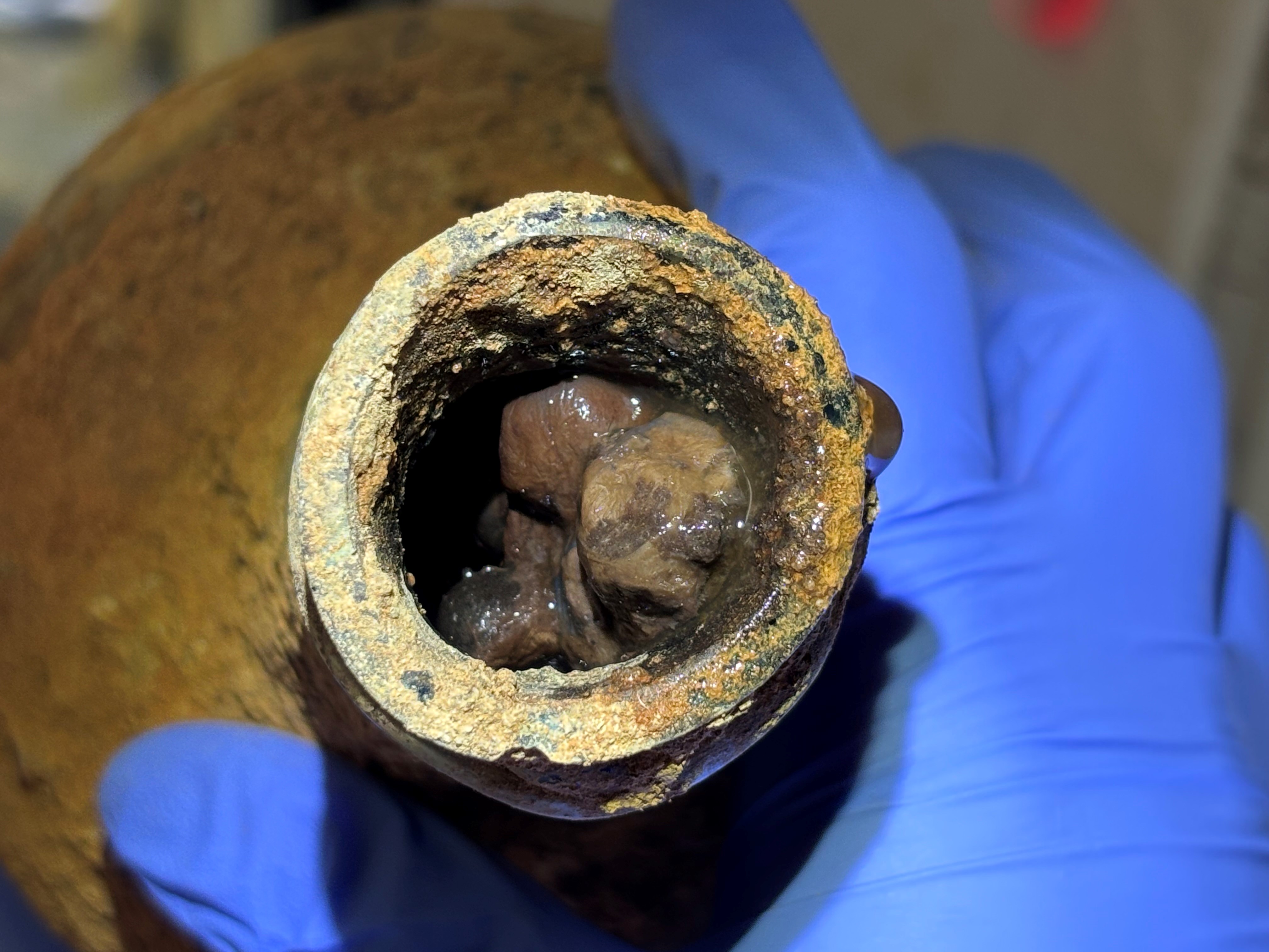 close-up of cherries found in glass bottle at mount vernon