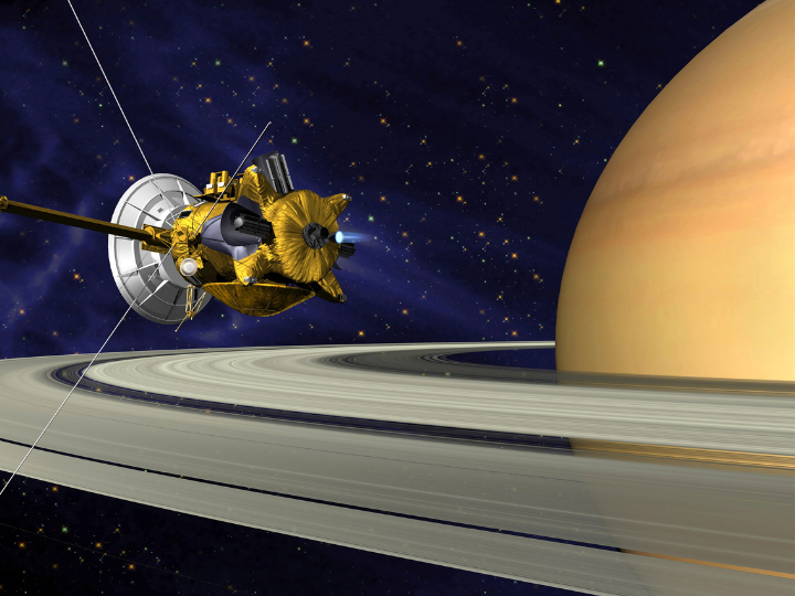 Artist's impression of Cassini close to Saturn's rings