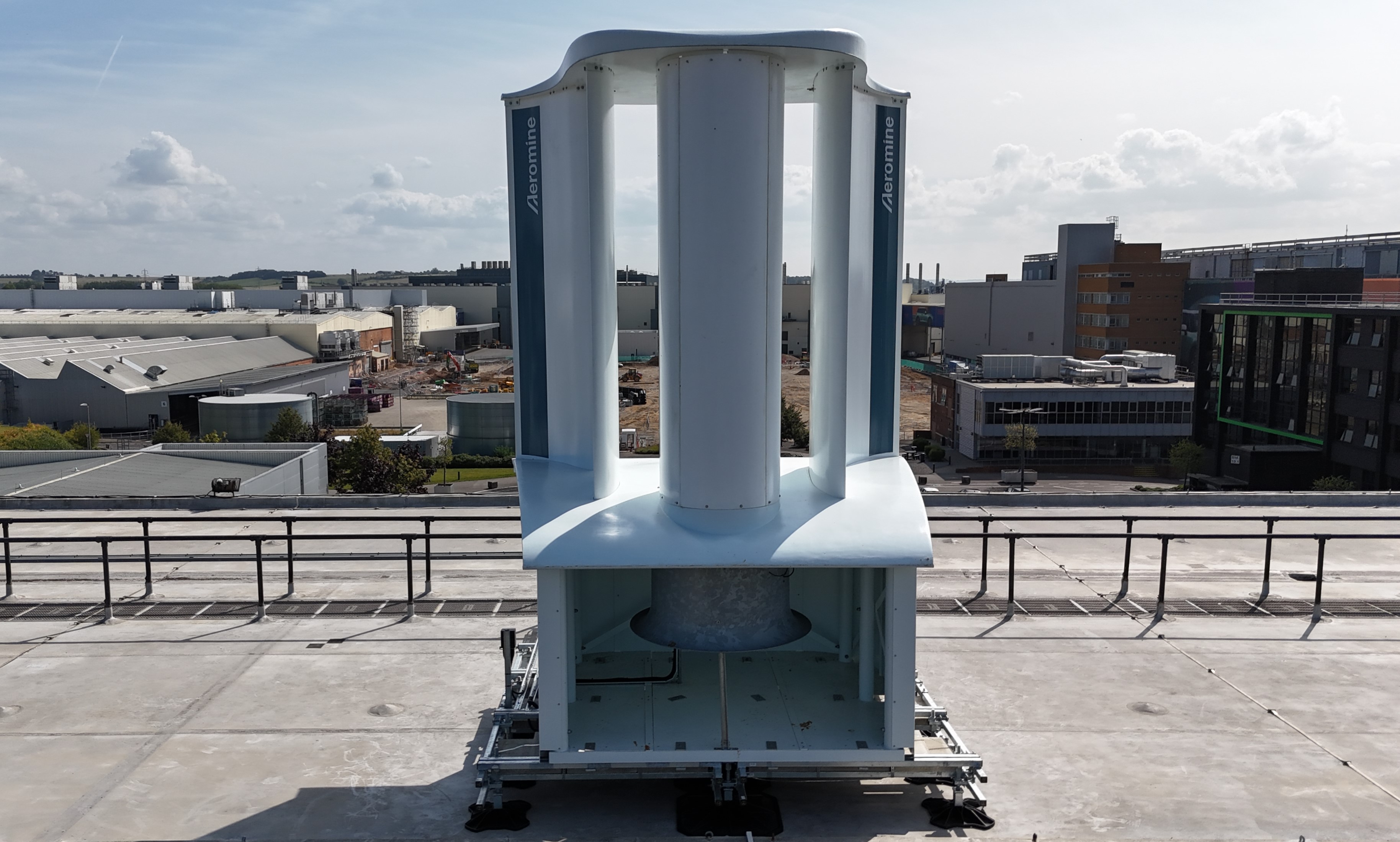 close-up of aeromine motionless wind turbine