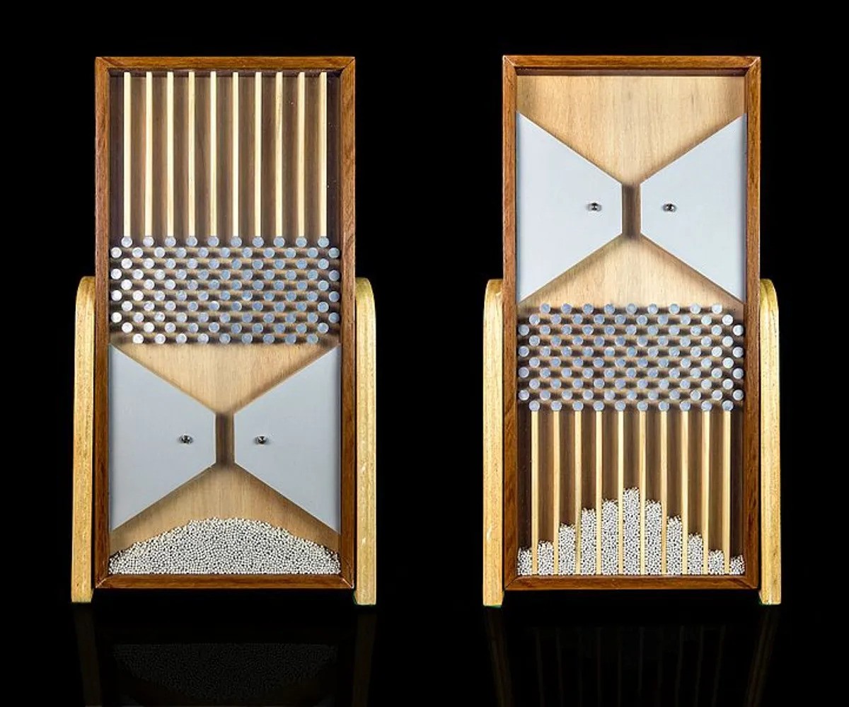 The original Galton board, showing a normal distribution