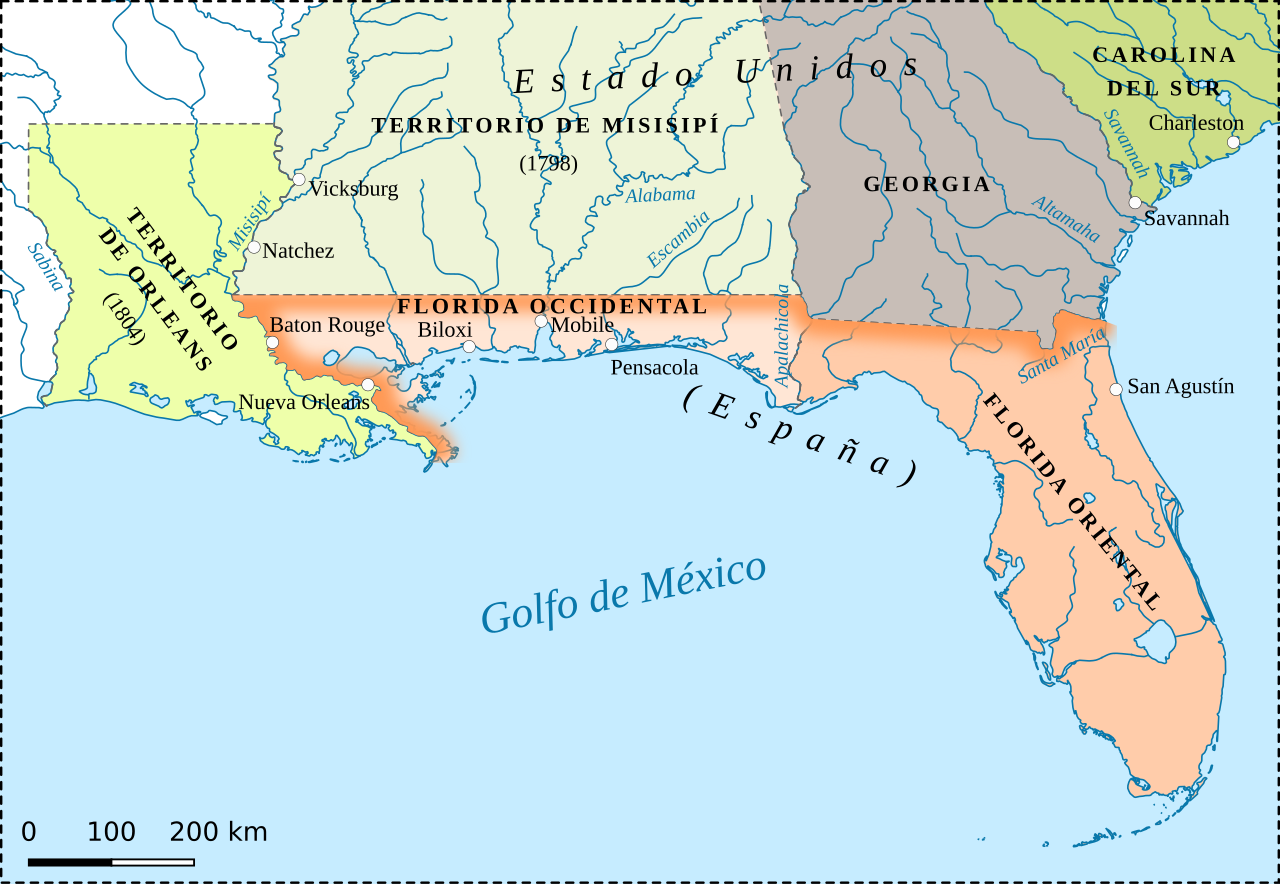 A map depicting East and West Florida in 1810