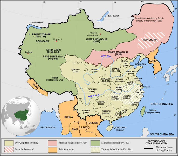 A map of China in the 19th century