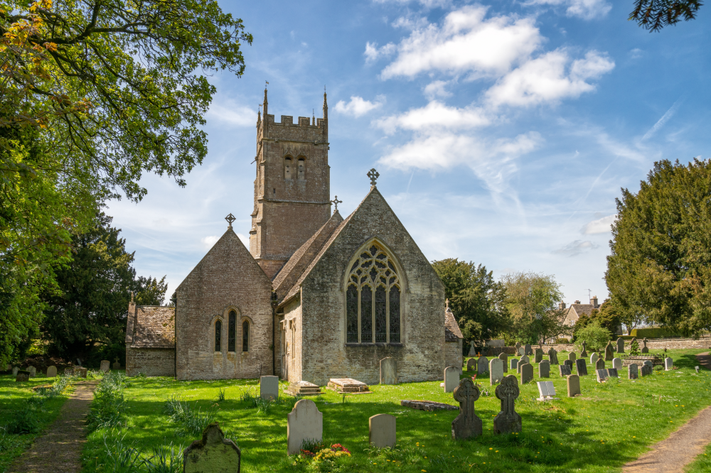 a cemetery in a churchyard