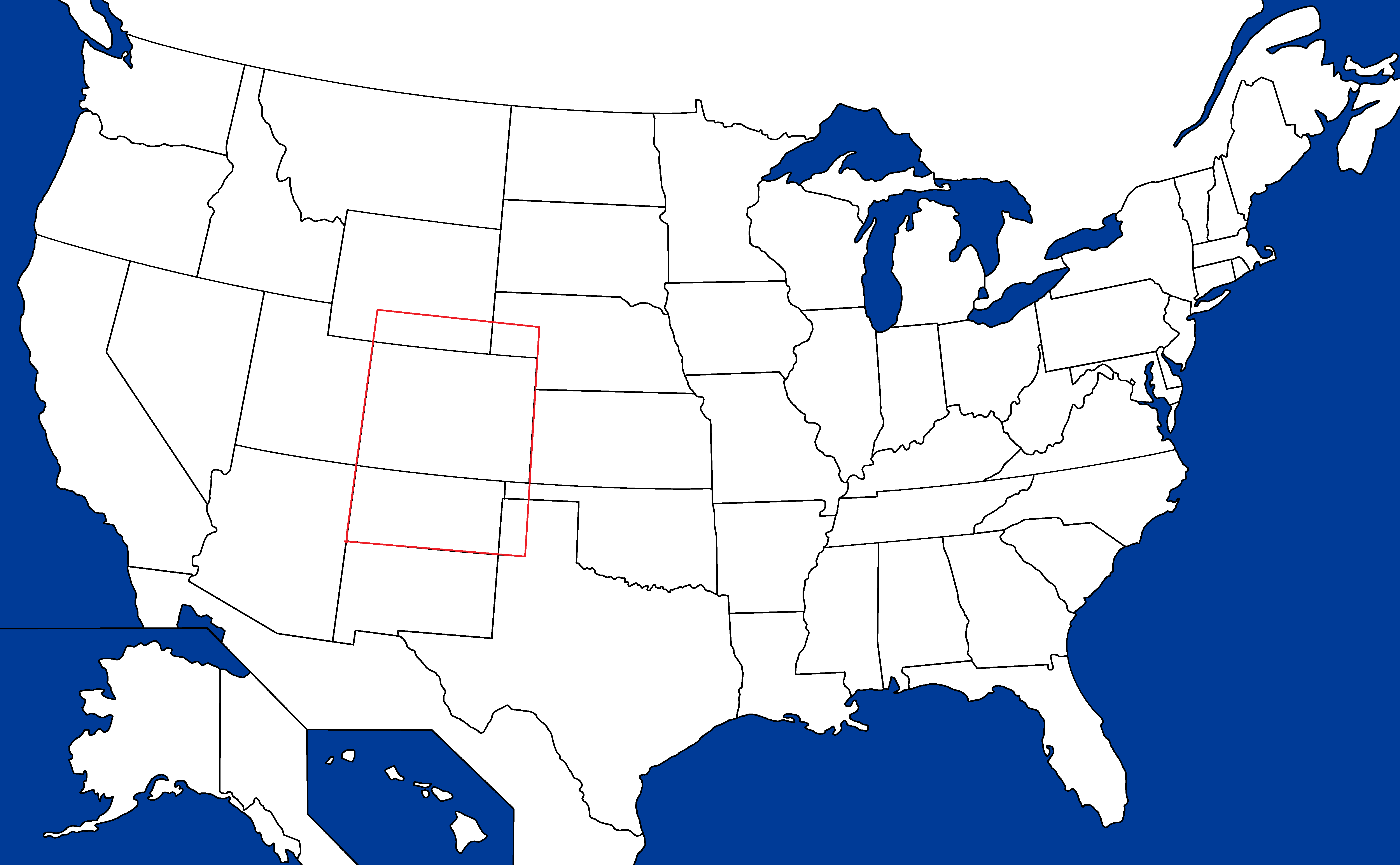 The proposed boundaries of Jefferson Territory, extending into Utah, Nebraska, Texas, and New Mexico