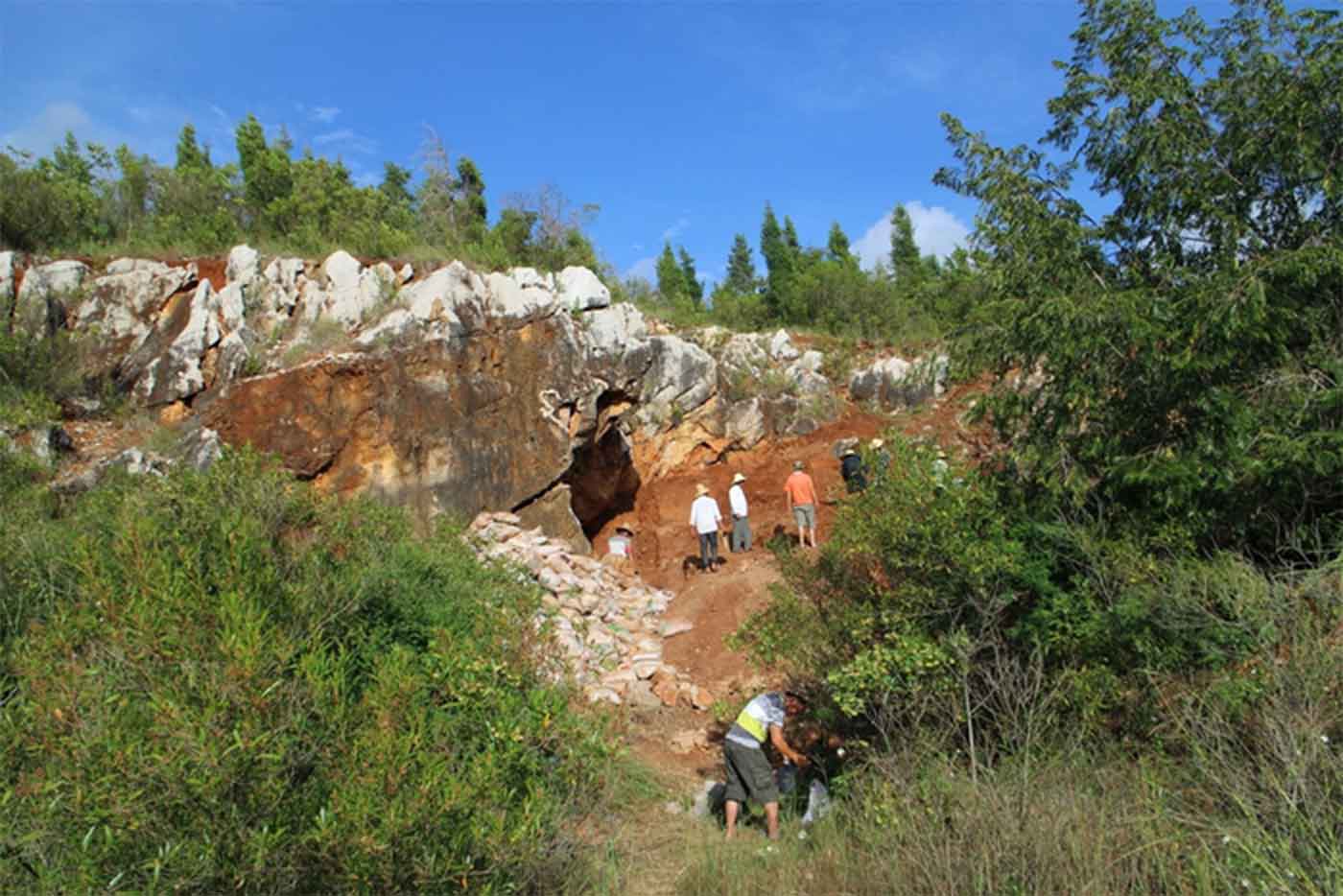 The excavation site of Maludong (Red Deer Cave) in Yunnan, southern China.