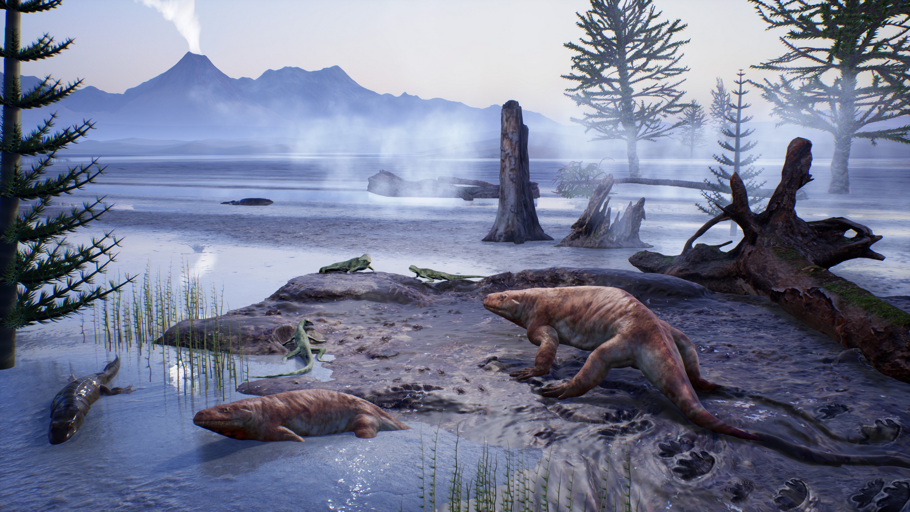 An artist’s impression of the ecosystem some 280 million years ago.