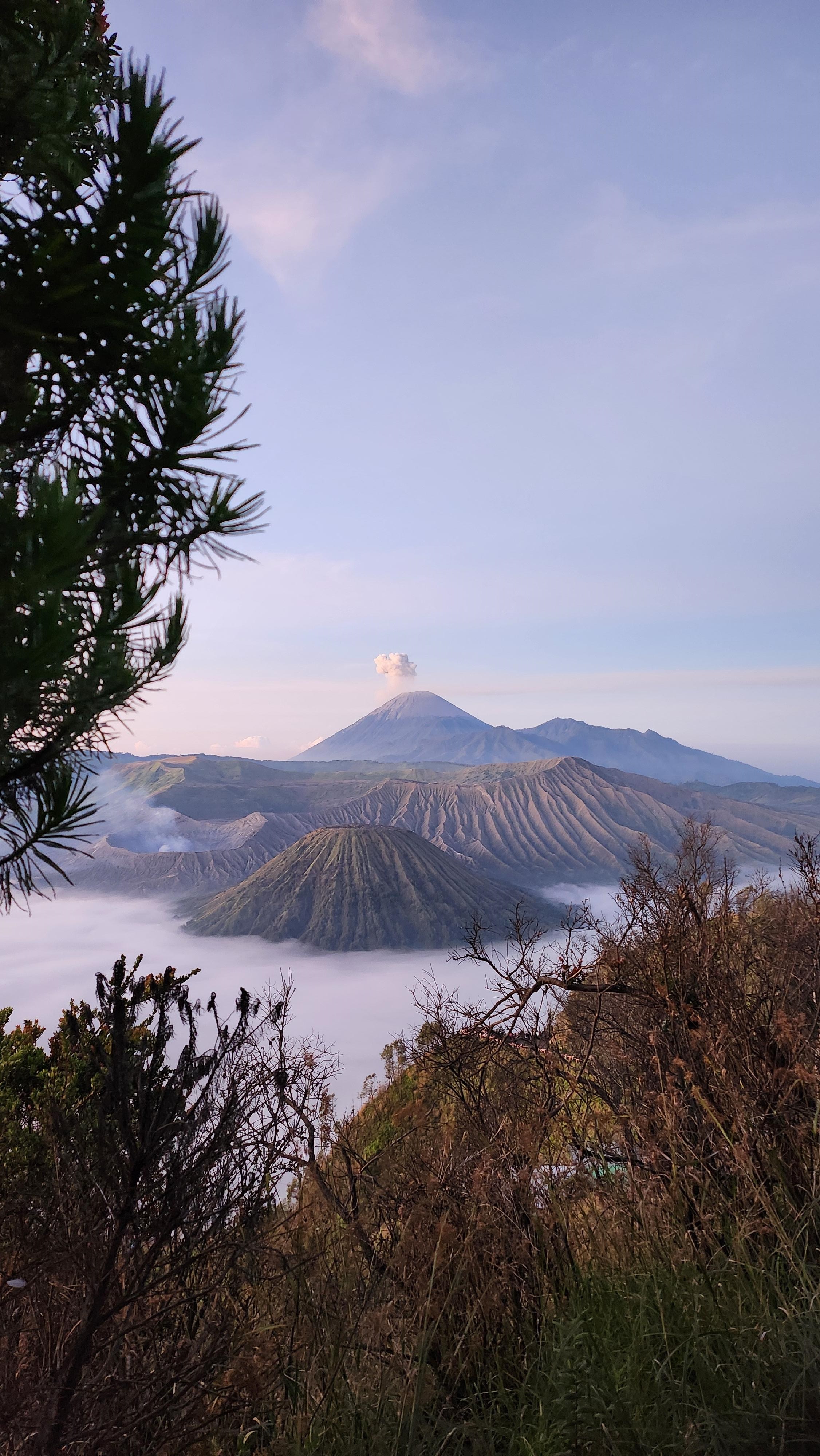 Smoke over a volcano in Indonesia