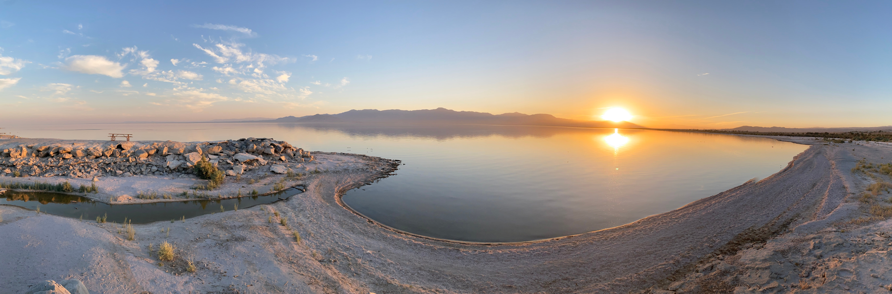 Sunset over Salton Sea during a sizzling summer.