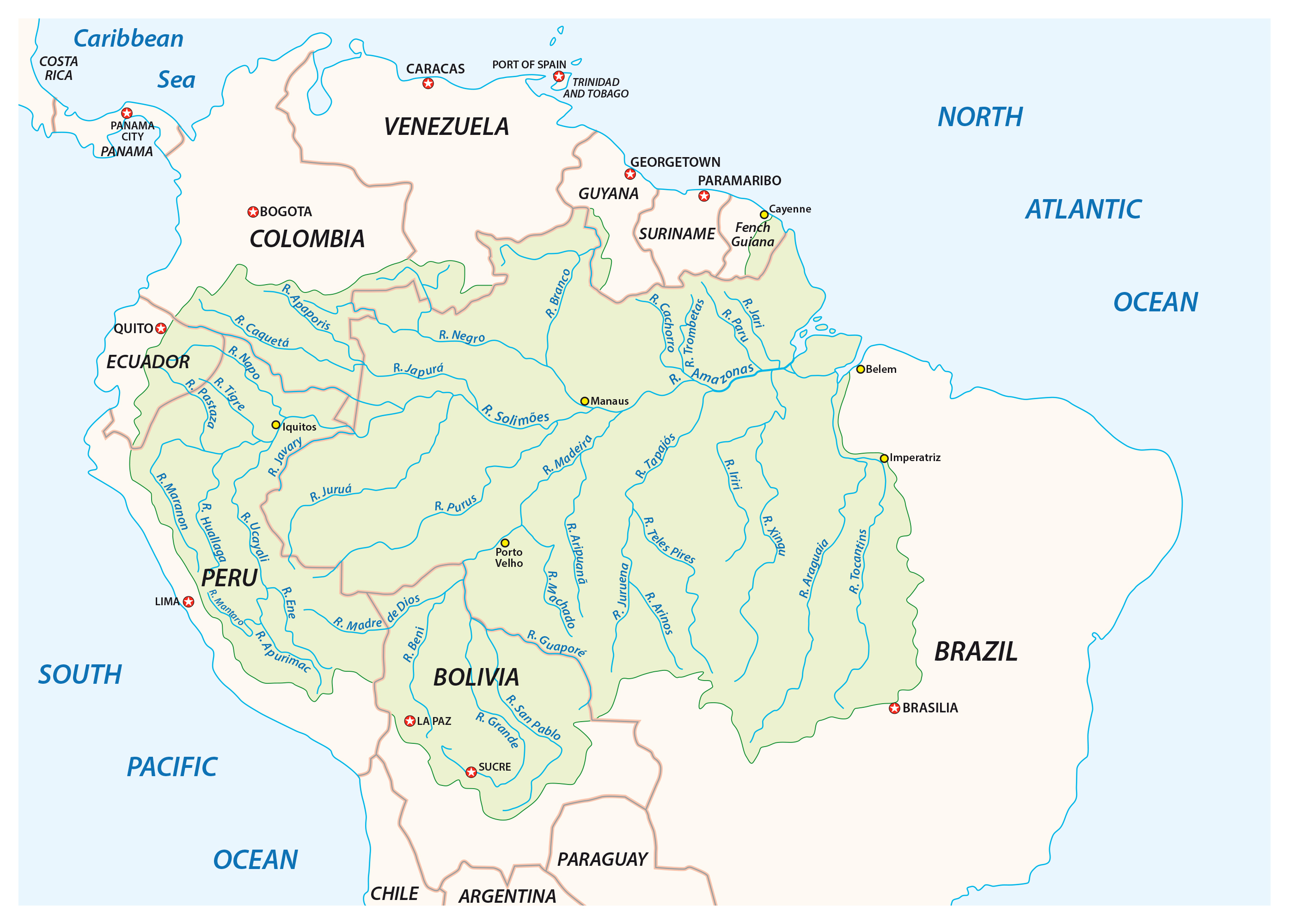 Map of the Amazon River drainage basin.