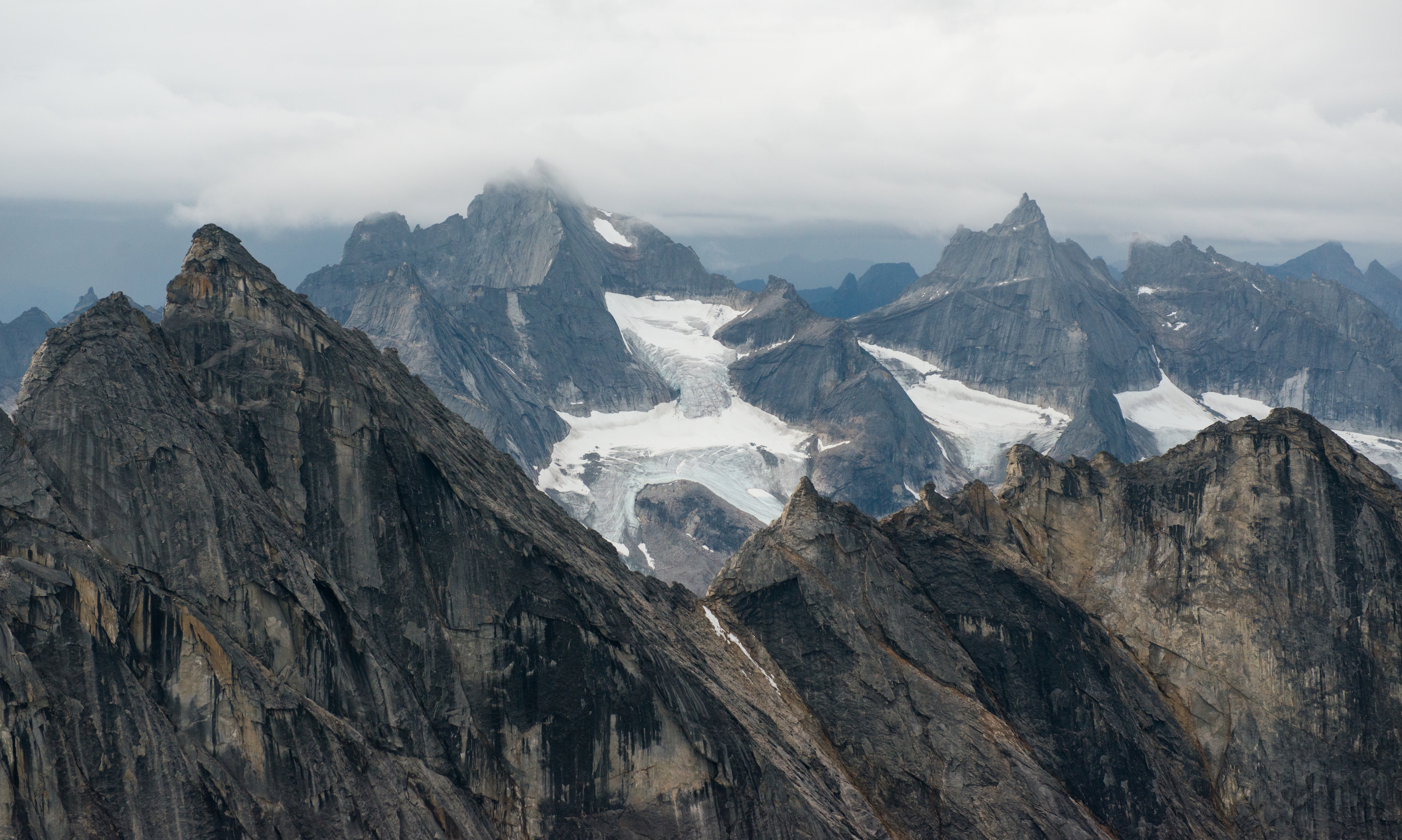 Flyover photo of the Arrigetch Peaks, mountains