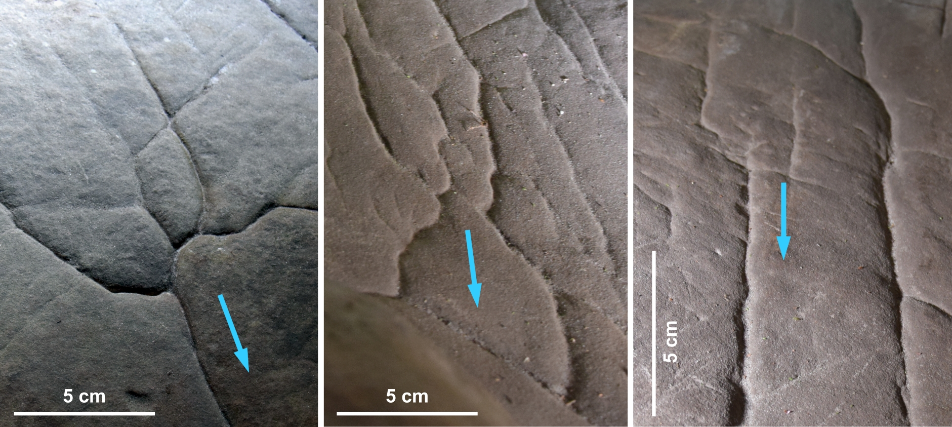 The grooves on the cave floor may look alike, but some show signs of being deliberately shaped to direct the flow of water.