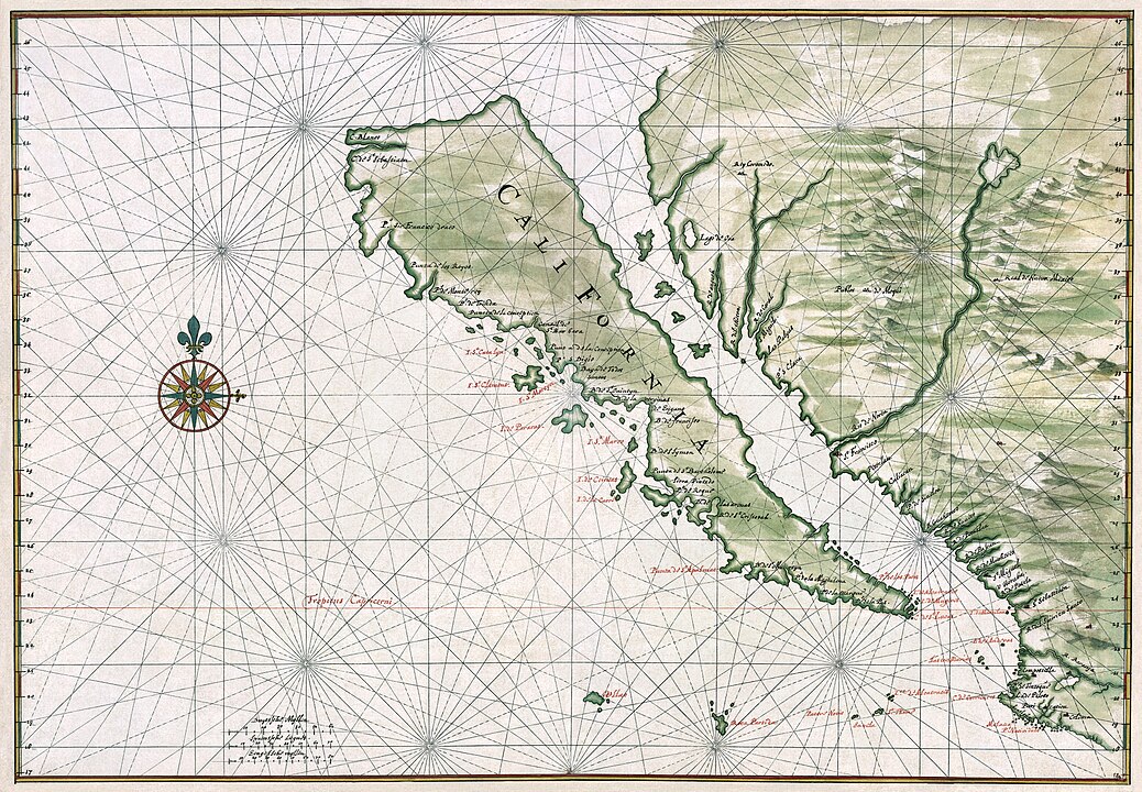 California depicted as an island in a 1650 map by Johannes Vingboons