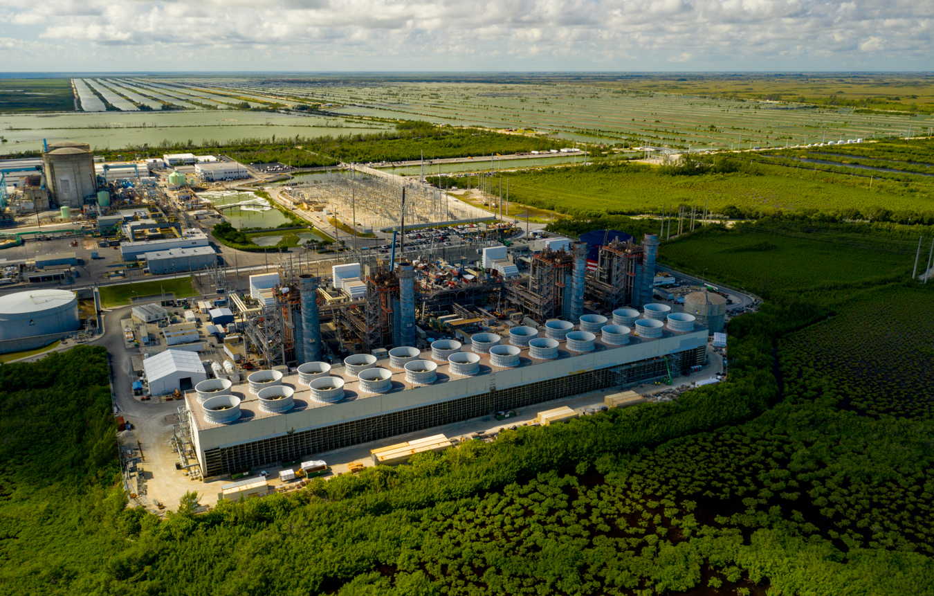 Aerial photo of the Turkey Point Nuclear power generation in Florida.