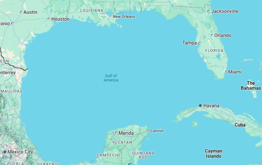 A map showing the Gulf of Mexico, labeled as the 