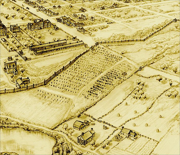 Drawing of the African Burial Ground in Manhattan, late 1700s