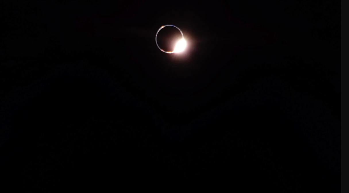 Captured by Blue Ghost, the photo shows the sun about to emerge from totality behind Earth.