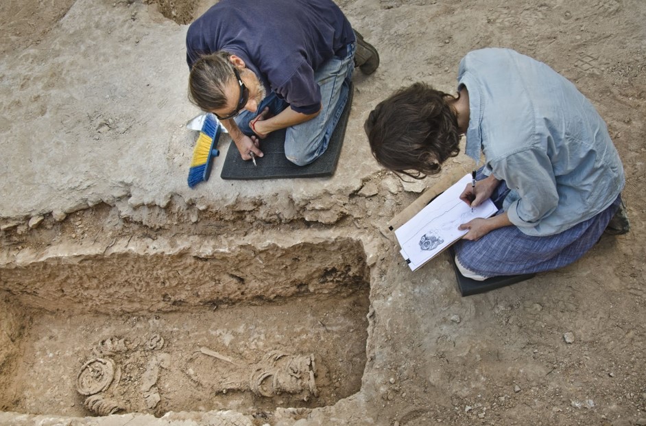 Excavation of ascetic nun grave