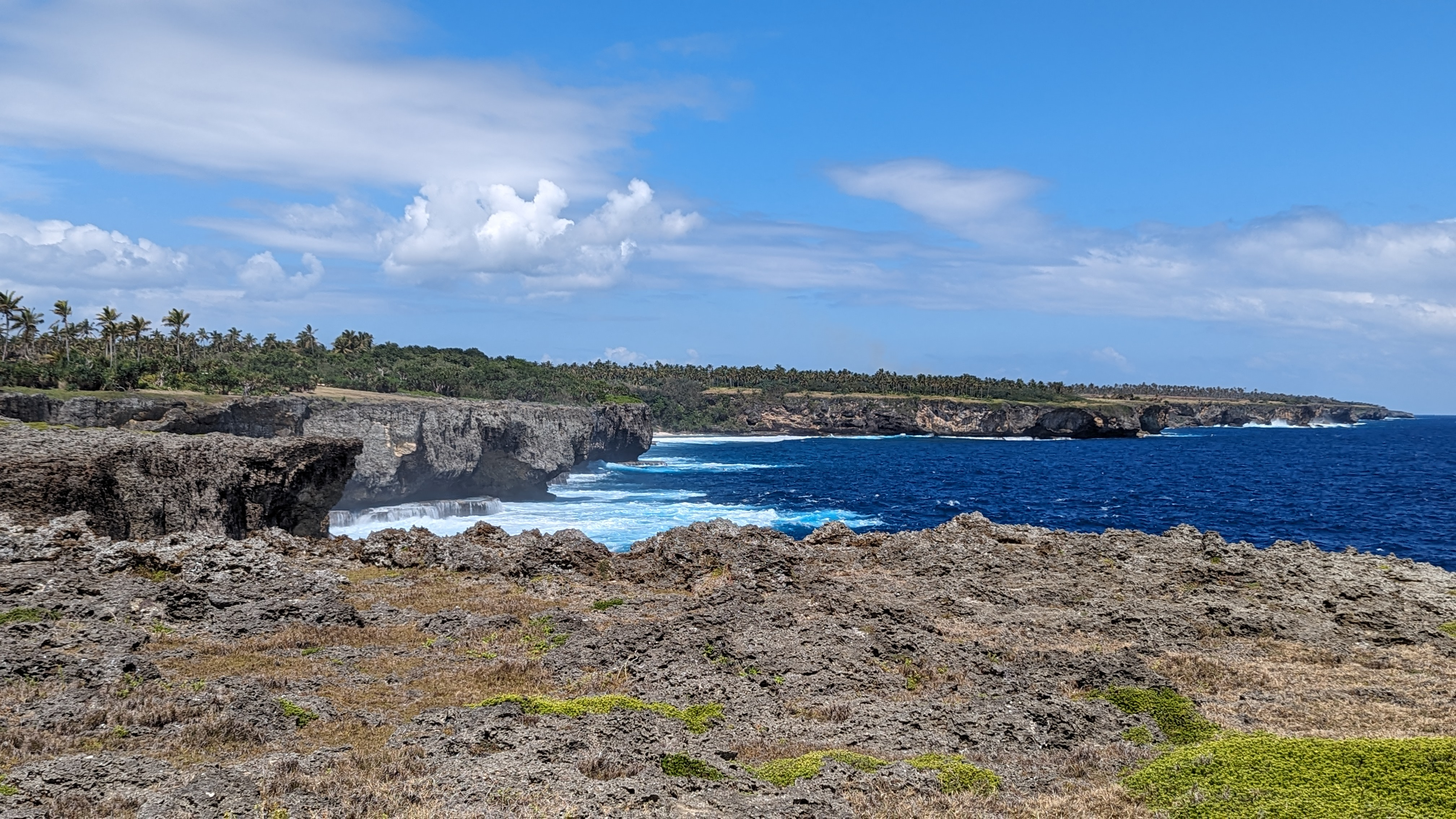 You'd think on top of cliffs like this you'd be safe from waves, particularly if you way a thousand tonnes You'd think on top of cliffs like this you'd be safe from waves, particularly if you way a thousand tonnes