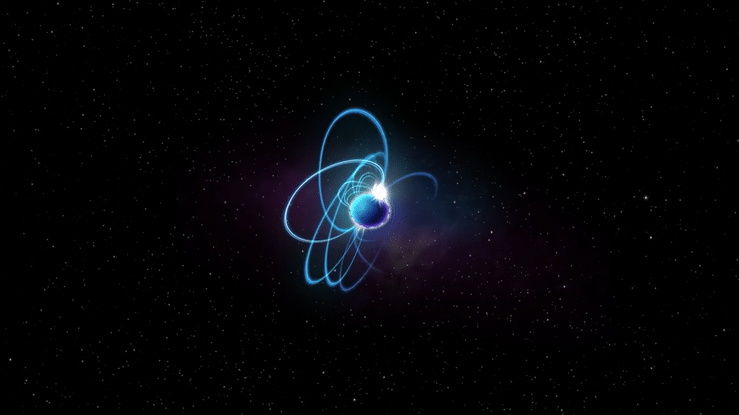 Artists's impression of a magnetar, one of the two main contenders for the source of the emissions. Artists's impression of a magnetar, one of the two main contenders for the source of the emissions.