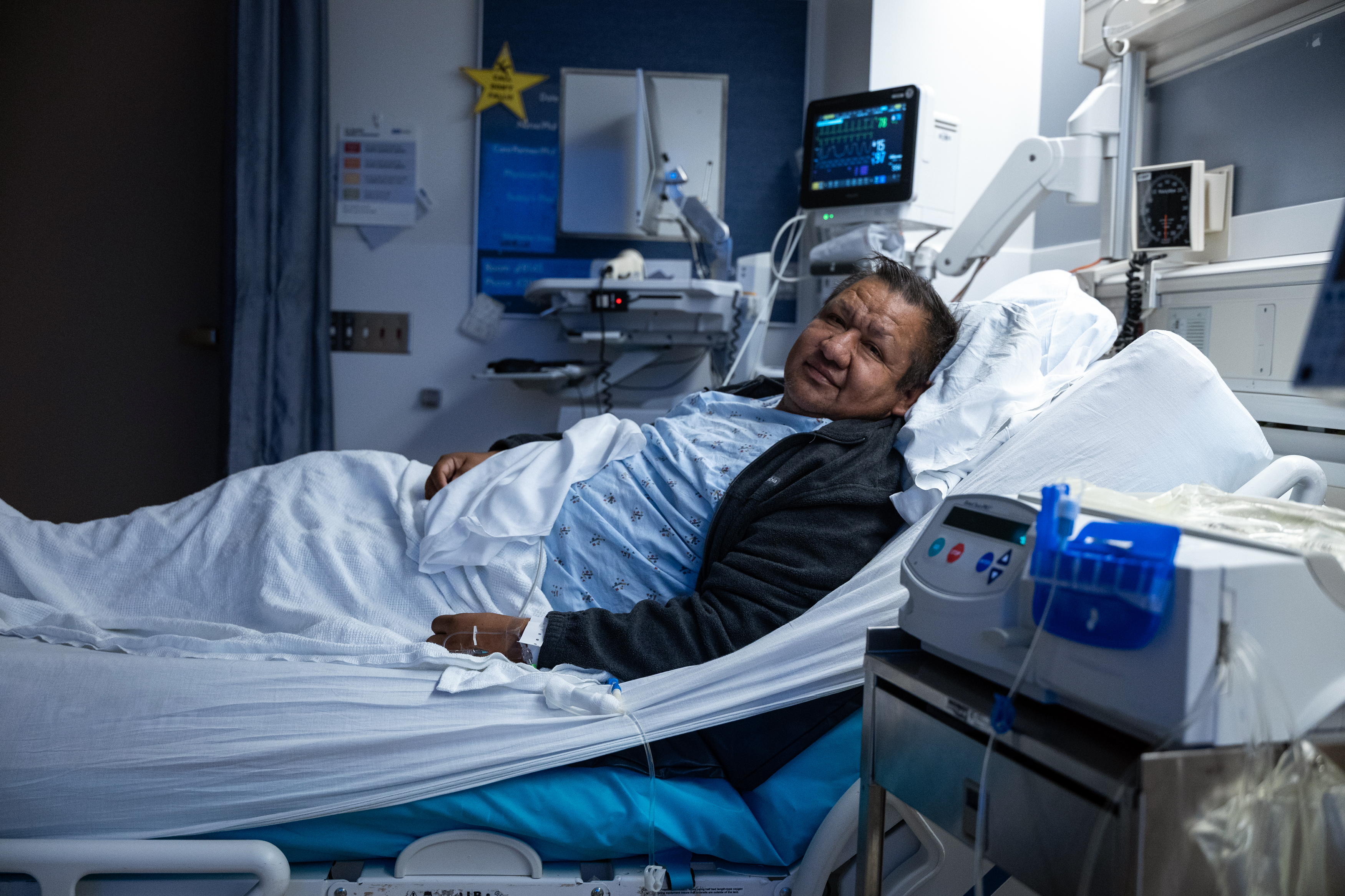 Recipient of the world's first human bladder transplant lying in a hospital bed Recipient of the world's first human bladder transplant lying in a hospital bed