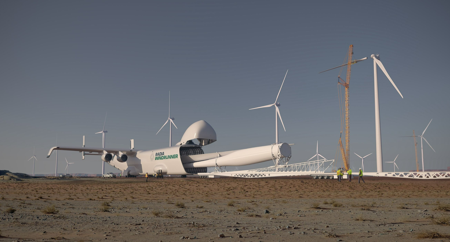 Windrunner could theoretically transport wind turbine blades measuring over 100 meters (328 feet). Windrunner could theoretically transport wind turbine blades measuring over 100 meters (328 feet).