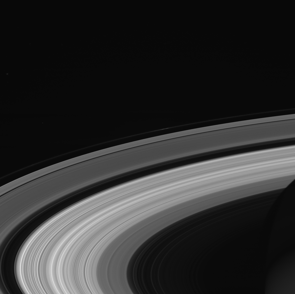 Saturn's rings, imaged shortly before Cassini's plunge. Saturn's rings, imaged shortly before Cassini's plunge.