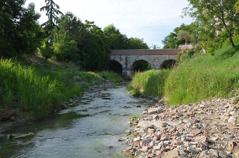 A bridge over the Rubicon river in Savignano sul Rubicone, Italy A bridge over the Rubicon river in Savignano sul Rubicone, Italy