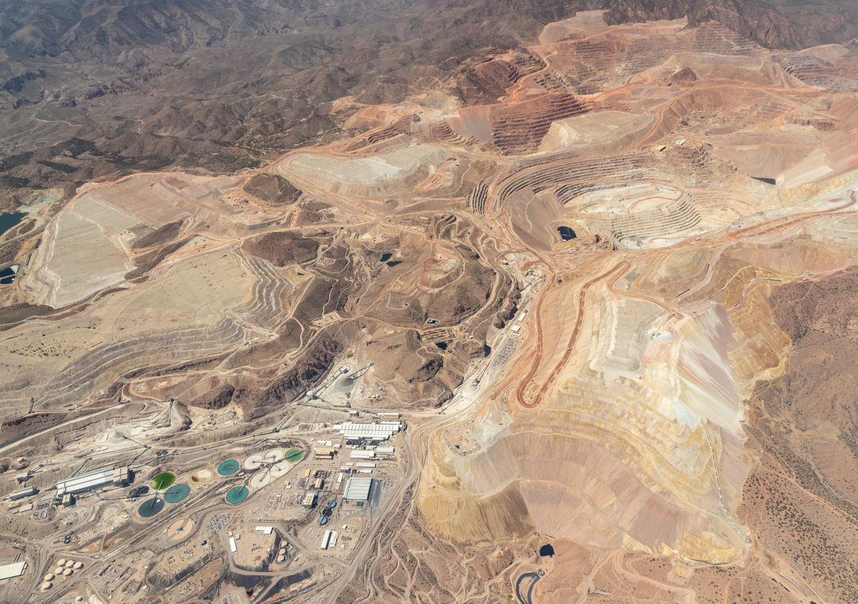 An aerial view of the largest copper mine in North America, the Morenci Mine open pit mine. An aerial view of the largest copper mine in North America, the Morenci Mine open pit mine.