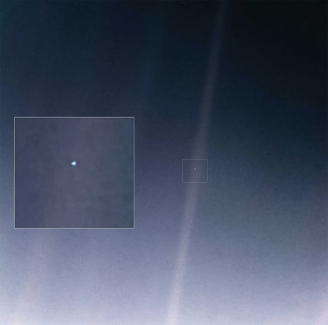 Pale blue dot: Image of Earth taken by Voyager 1. Pale blue dot: Image of Earth taken by Voyager 1.
