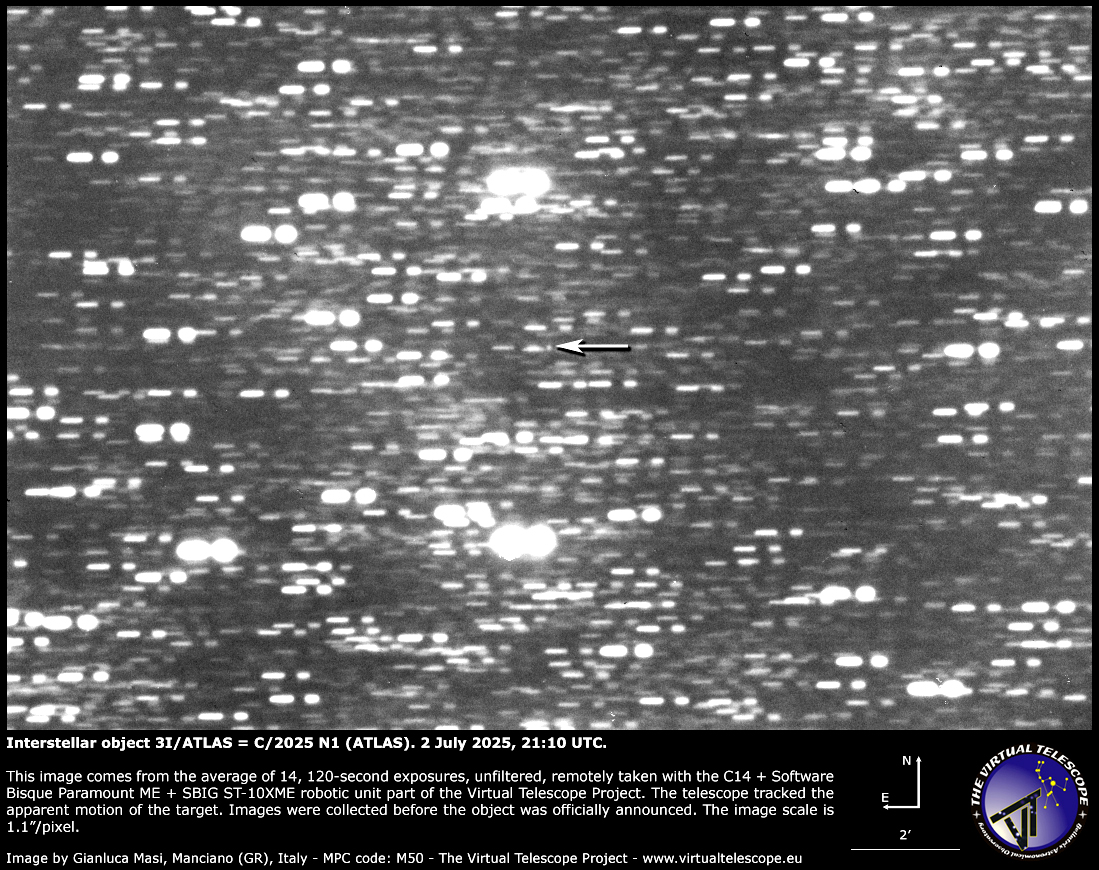 in a lot of shaky dots there is one that is not moving, the comet. 