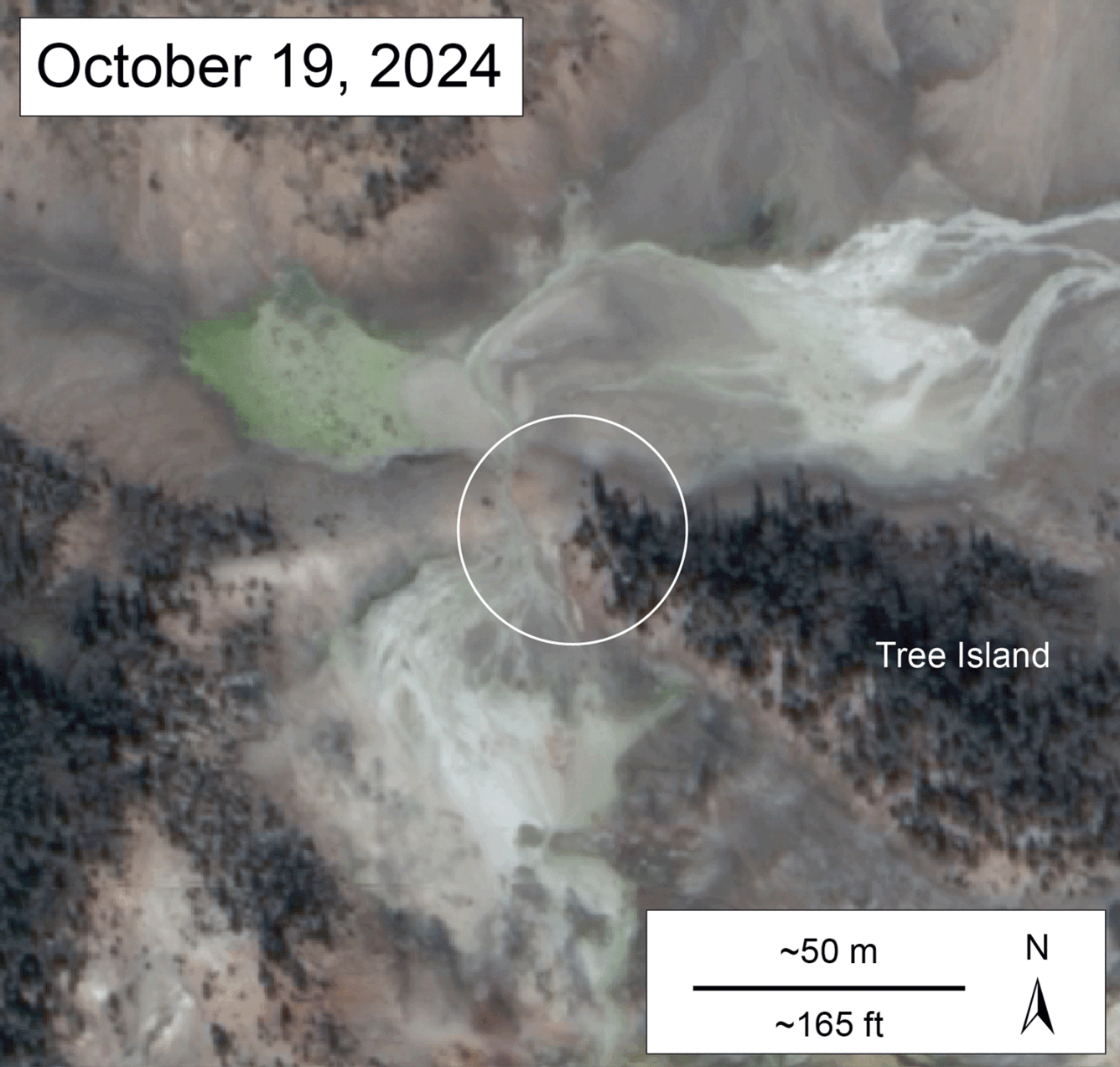 Satellite images show the emergence of the new hole in Yellowstone towards the end of 2024 and start of 2025. Satellite images show the emergence of the new hole in Yellowstone towards the end of 2024 and start of 2025.