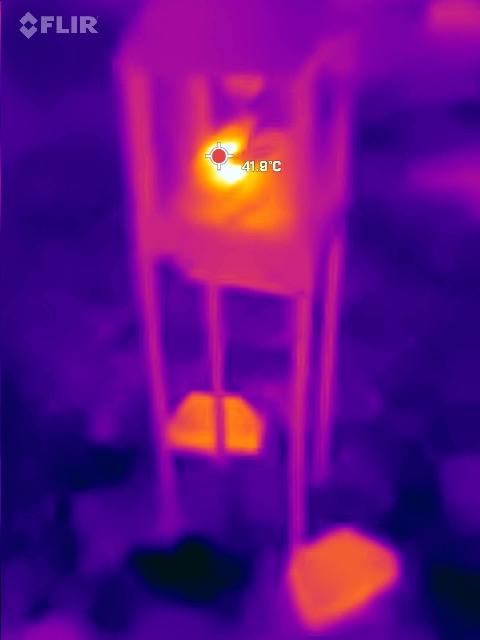thermal image of the robot bunny in the trap